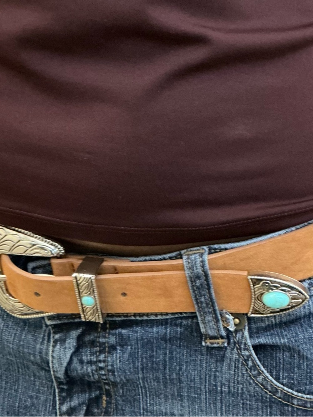 Western Belt with Turquoise Accents - Picture 5 of 6